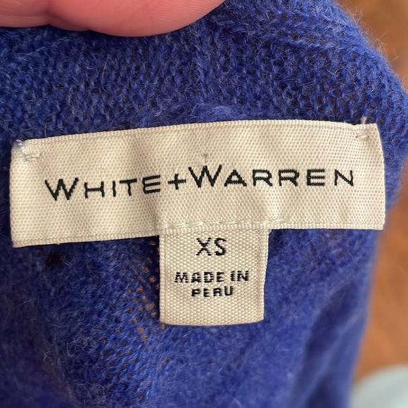 White & Warren cobalt cabled open front cardigan sz xs - Picture 4 of 5